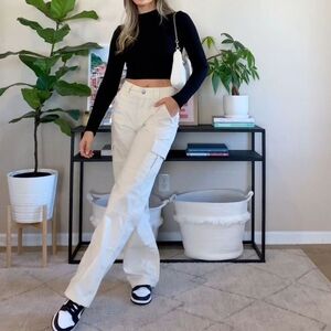 Princess Polly Pawley Cargo White Leg Pants White Color Size 4 Women Vacation